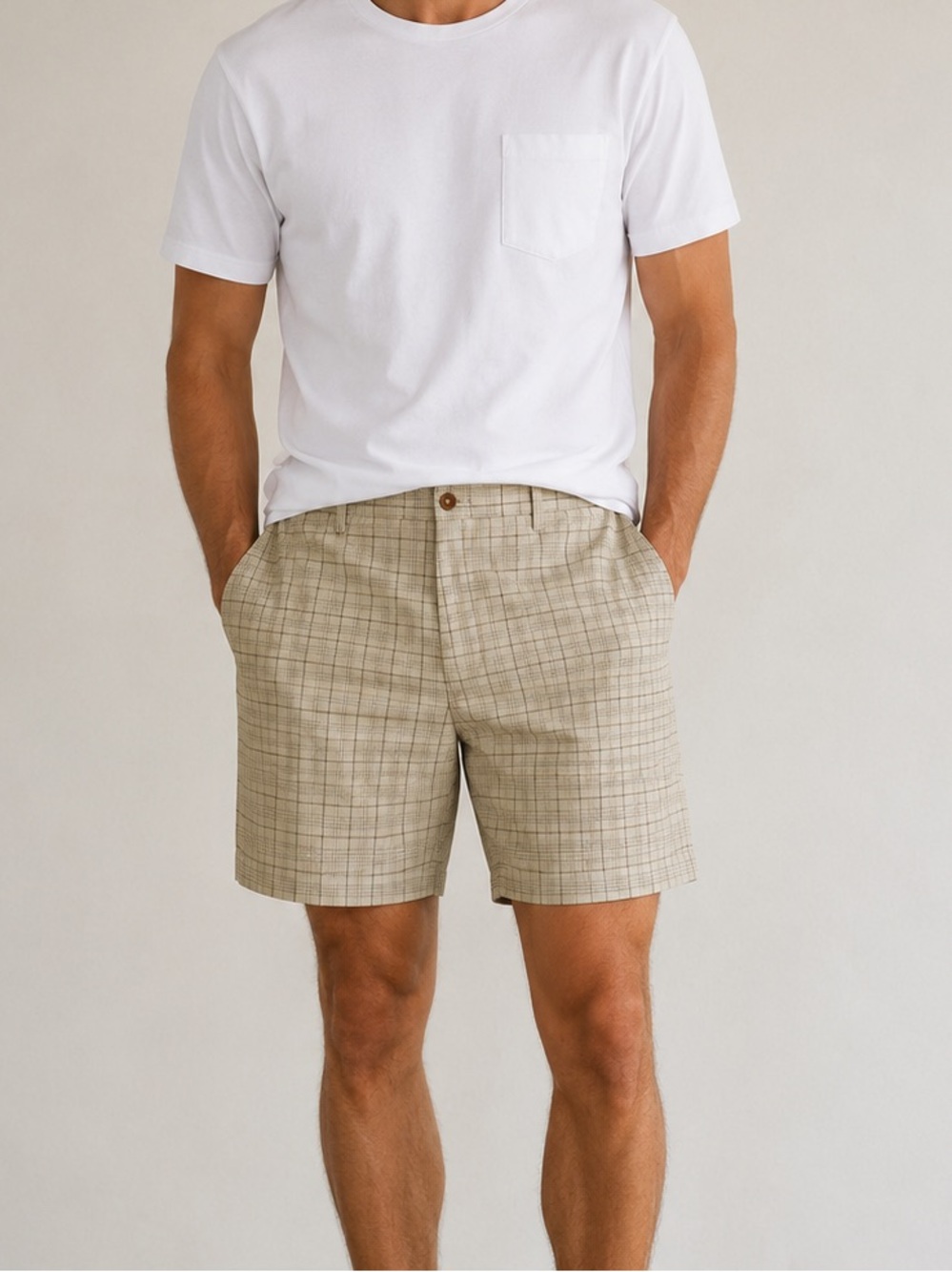 Greg Norman Collection Tan Plaid Shorts, men’s size 36, brown golf shorts